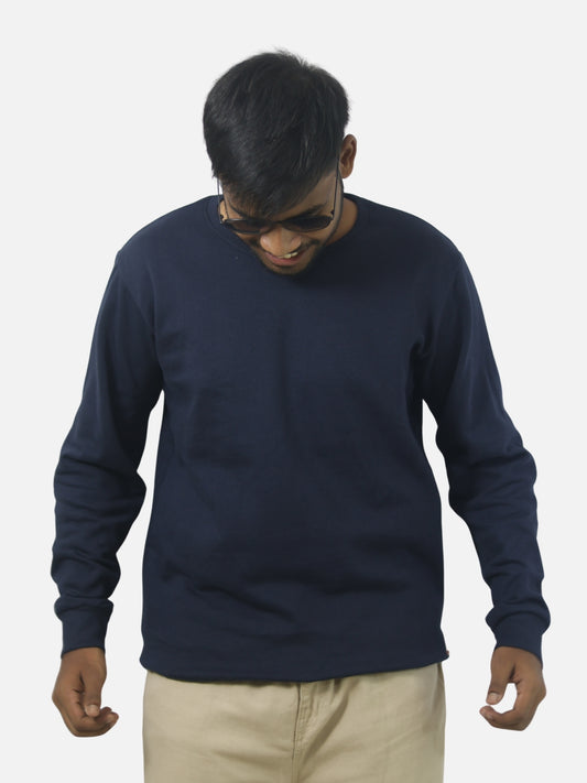 Navy Blue Regular Fit Sweatshirt For Men
