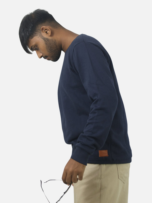 Navy Blue Regular Fit Sweatshirt For Men