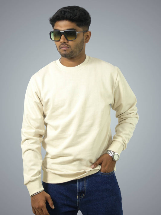 Off White Regular Fit Sweatshirt For Men