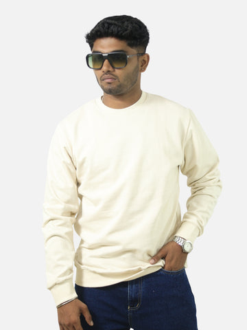 Off White Regular Fit Sweatshirt For Men