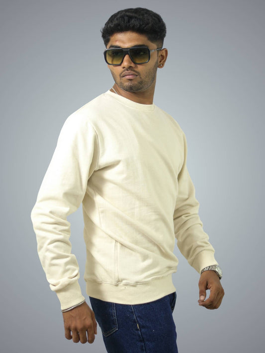 Off White Regular Fit Sweatshirt For Men
