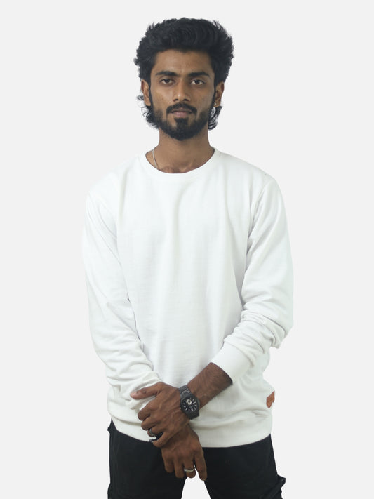 White Regular Fit Sweatshirt For Men