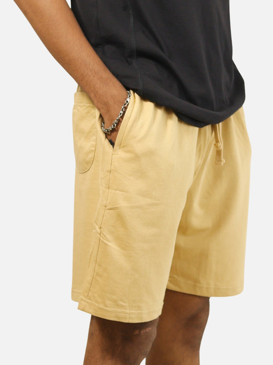 Beige Regular Fit Shorts For Men