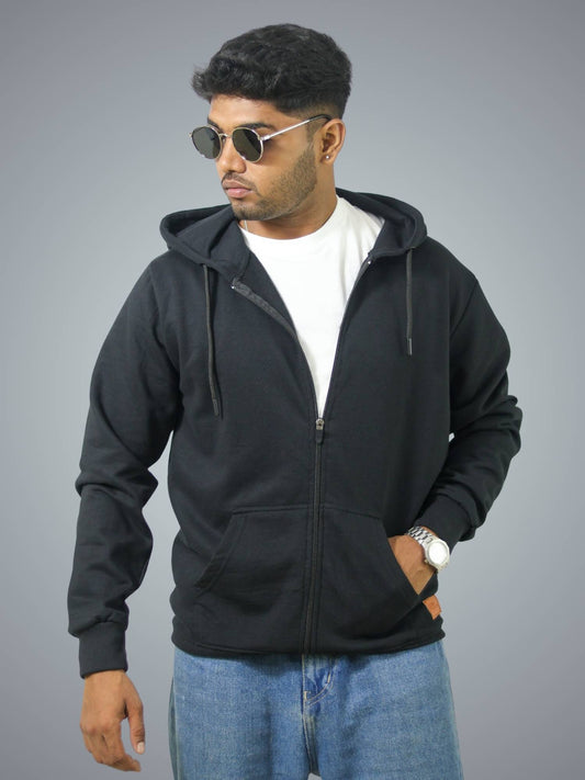 Black Zipper Hoodie For Men