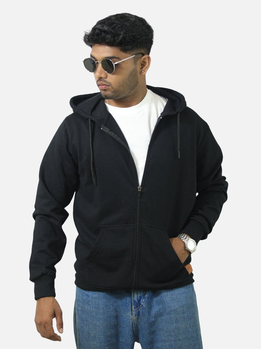 Black Zipper Hoodie For Men