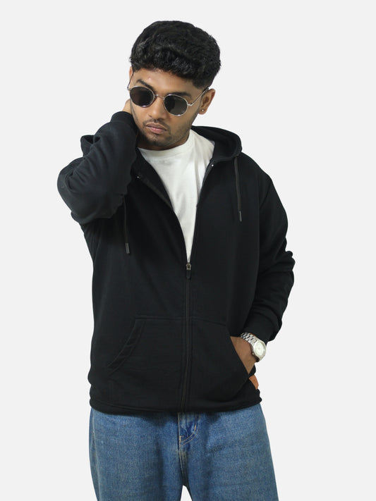 Black Zipper Hoodie For Men