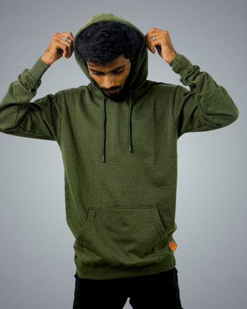 Army Green Regular Fit Zero Hoodie For Men