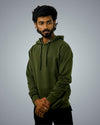 Army Green Regular Fit Zero Hoodie For Men