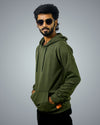 Army Green Regular Fit Zero Hoodie For Men