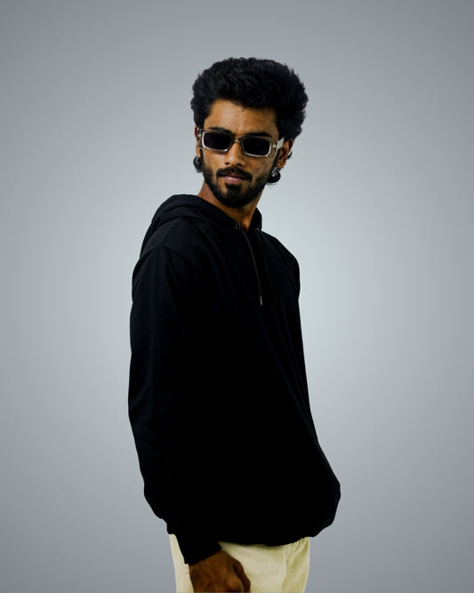 Black Regular Fit Zero Hoodie For Men