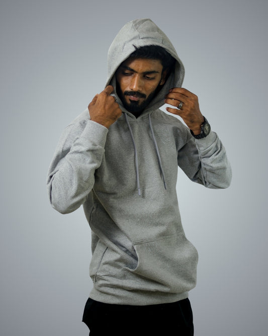 Grey Regular Fit Zero Hoodie For Men