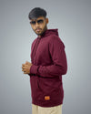 Maroon Regular Fit Zero Hoodie For Men