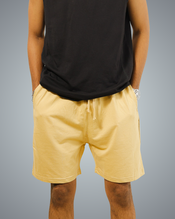 Beige Regular Fit Shorts For Men