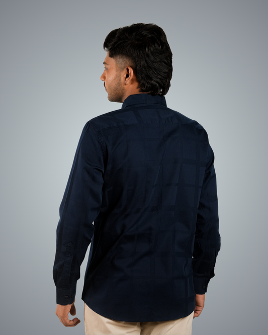 Navy Blue Colossal Checks Regular Fit Shirt