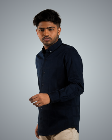 Navy Blue Colossal Checks Regular Fit Shirt