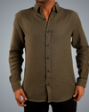 Olive Green Linen Regular Fit Shirt
