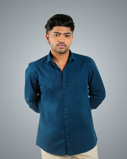 Teal Blue Regular Fit Shirt