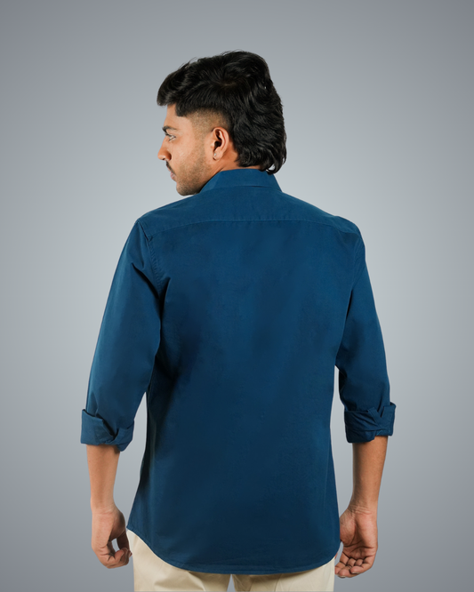 Teal Blue Regular Fit Shirt