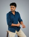 Teal Blue Regular Fit Shirt
