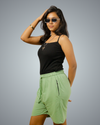 Sage Green Regular Fit Shorts For Women
